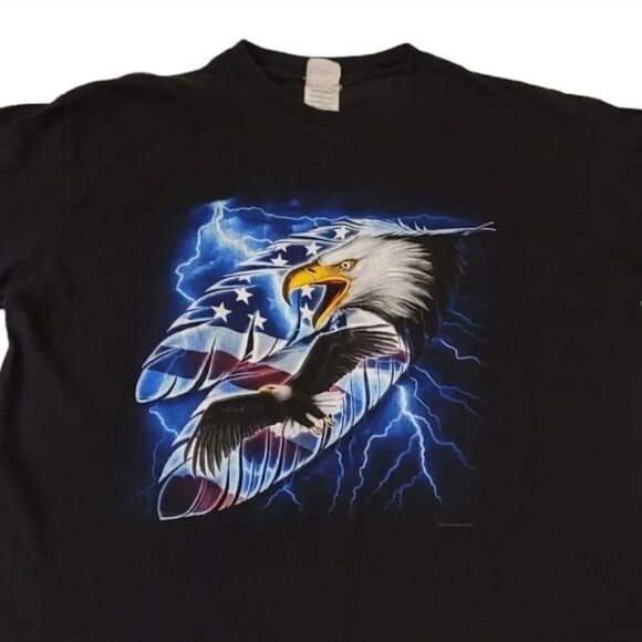 Vintage Y2K Uncle Jerry's T's American Eagle Feather Lightning Bolt Tshirt - Picture 2 of 8